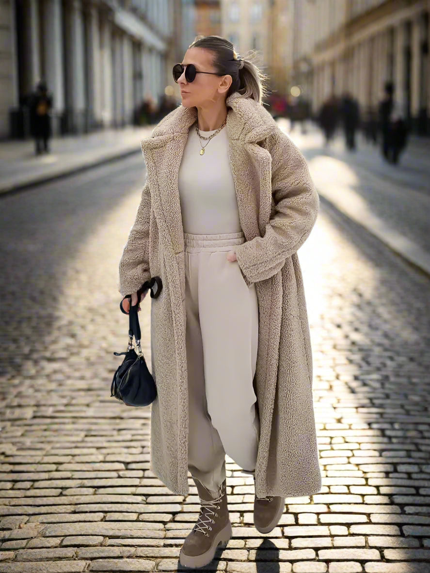 Tina's Winter, Wool Blend, Trendy, Stylish, Long, Double Breasted, Long Sleeves Coat.