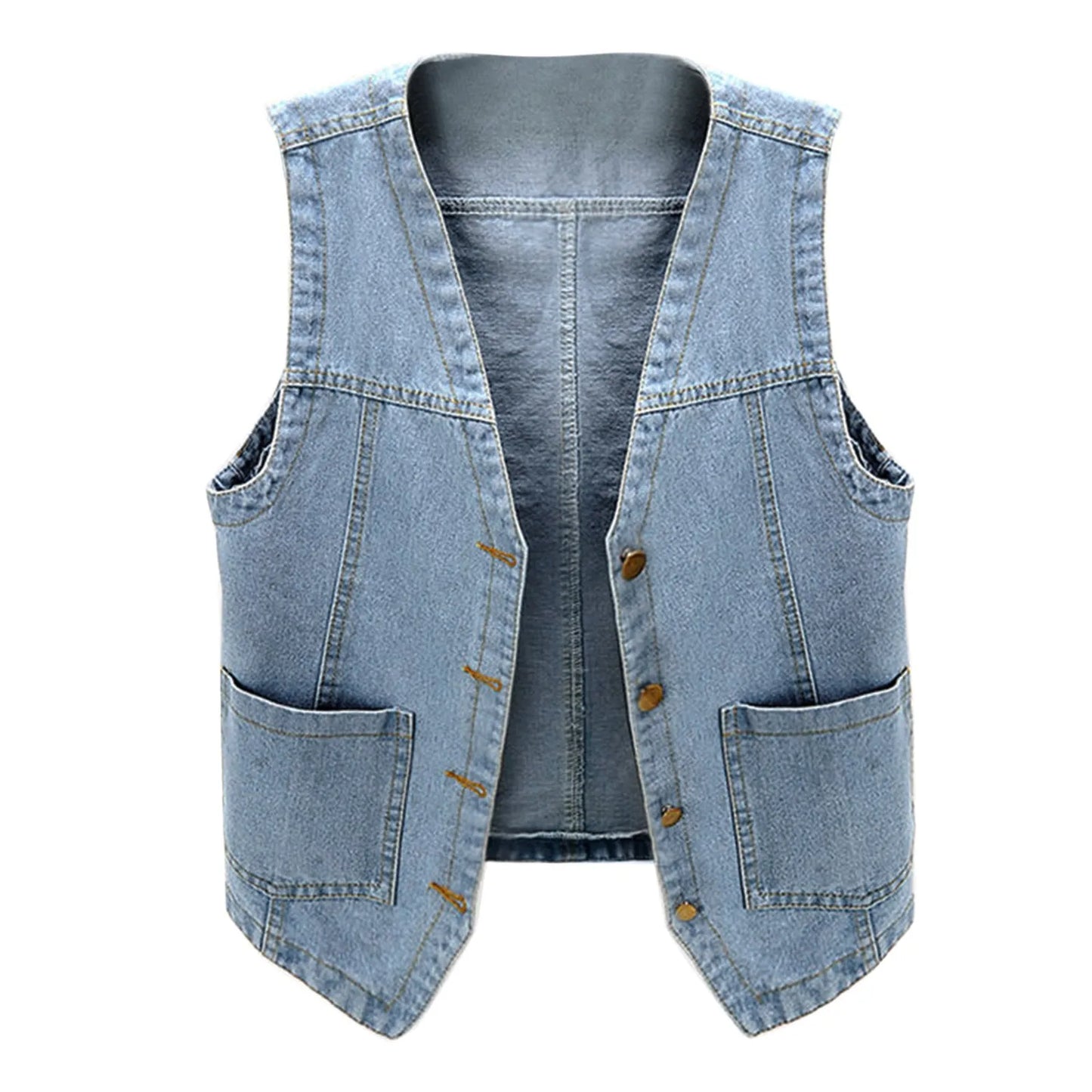 Tara's Casual, Trendy, Stylish, Waistline, Cotton, Denim, Pockets, Jeans Vest