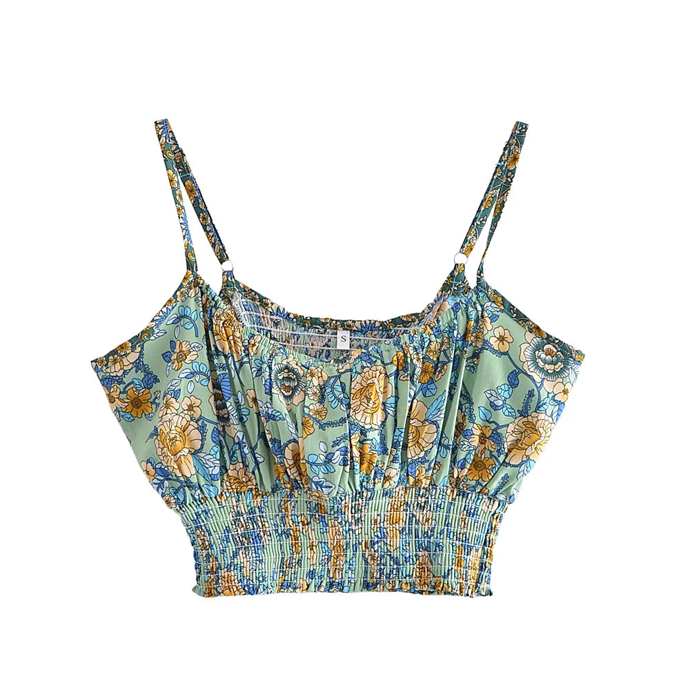 Noha's Boho, Vintage, Printed, Strap, Crop-Top, Multicolor, Stylish, Trendy, Outfit, Bohemian Sets.
