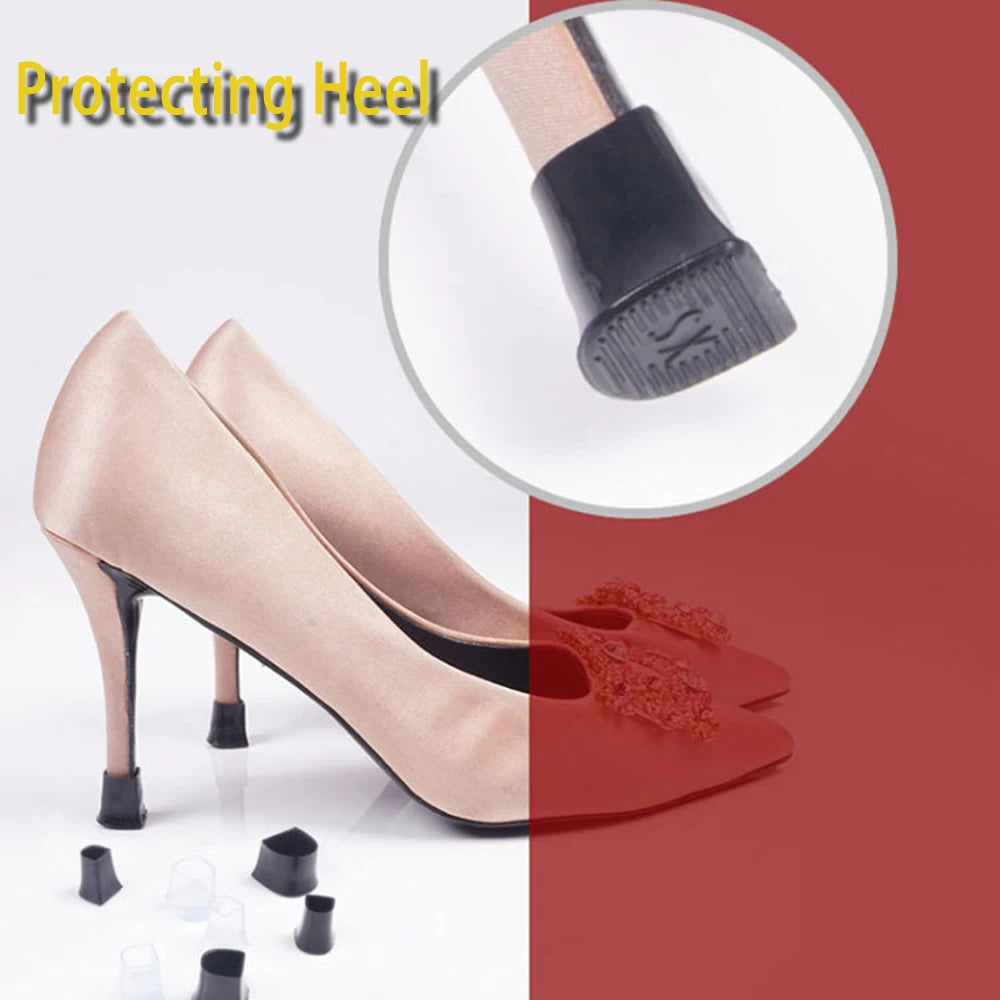 4Pcs/2Pair Anti-slip Silicone Heels Muted Protectors