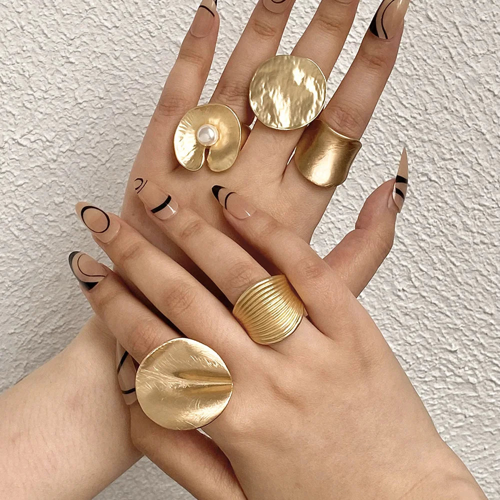 Vivian's Adjustable Irregular Geometric Matte Chunky Rings