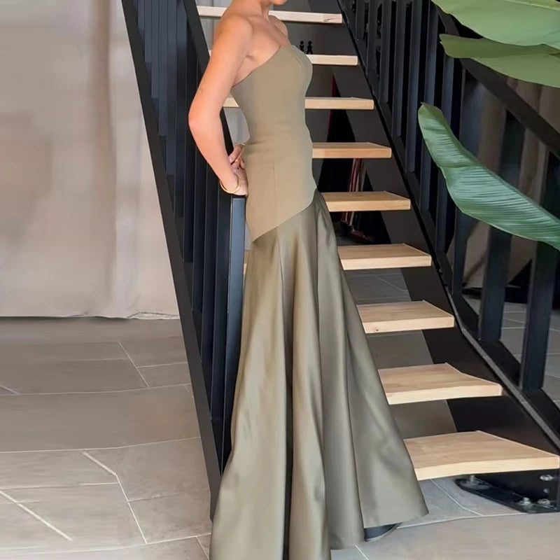 Ellen's Strapless Elegant Drop-waist Maxi dress