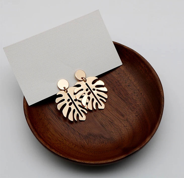 Dana's Hollow Alloy, Stylish, Leaf Round, Golden/Silver, Drop, Dangle, Trendy, Stud Earrings