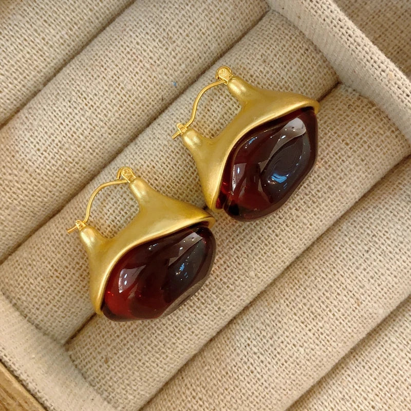 Jessy's Trendy, Stylish, Vintage, Golden/Silver, Resin, Drop, Hooped Earrings