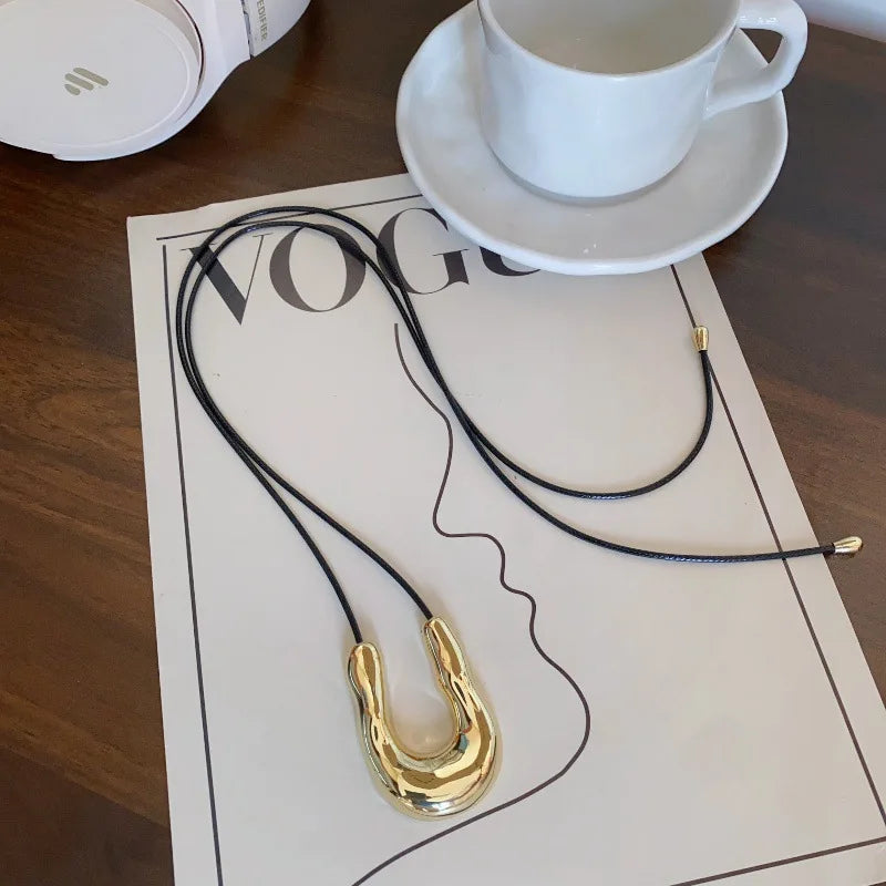 Harriet's Horseshoe, Punk Adjustable, Trendy, Stylish, Vintage, Leather Rope, Pendant Necklace