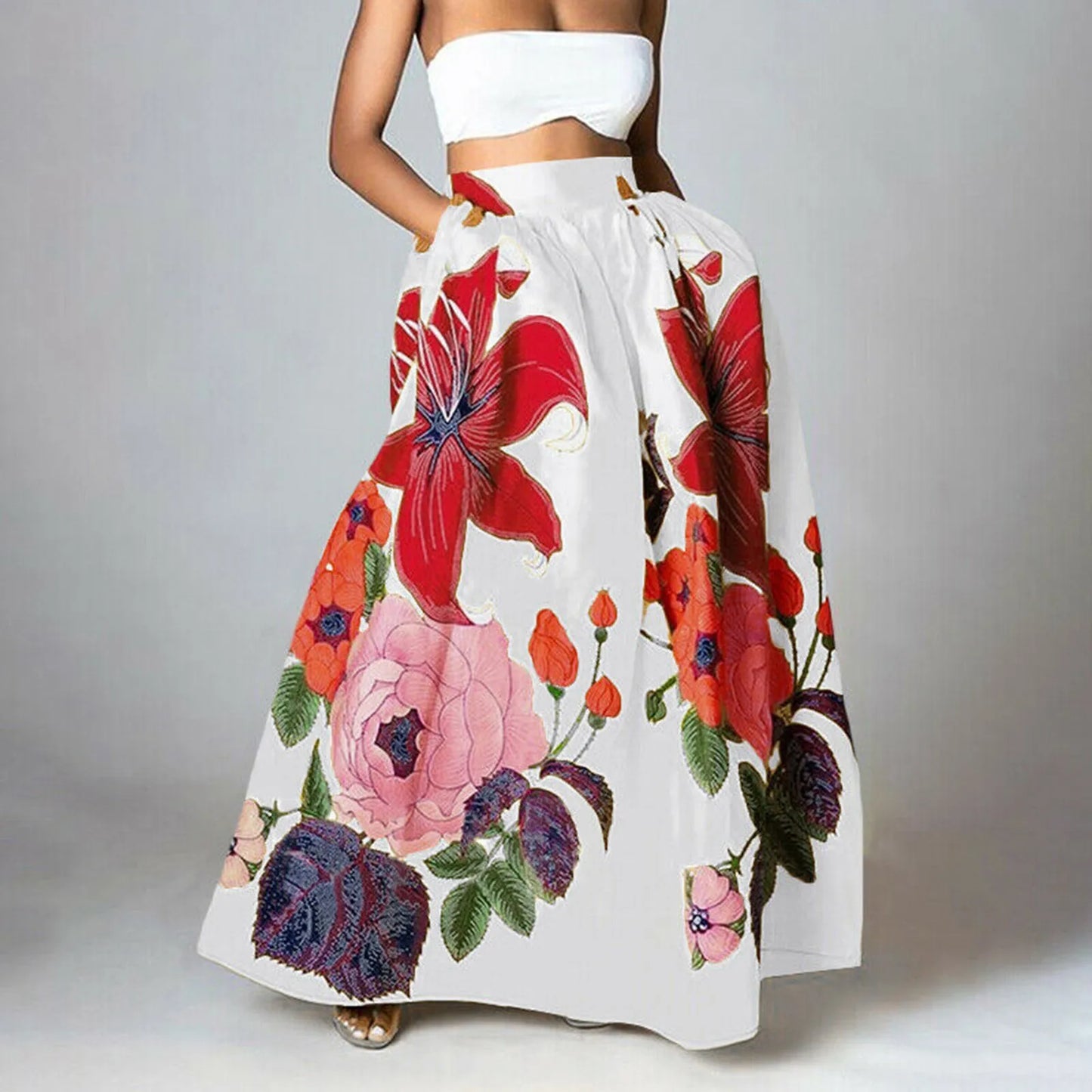 Maria's printed Boho maxi swing gown skirt