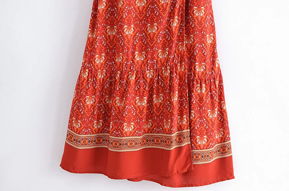 Salma's Boho, Gypsy, Trendy, Summer, Short sleeves, Robe, Stylish, Vintage, Midi Dress