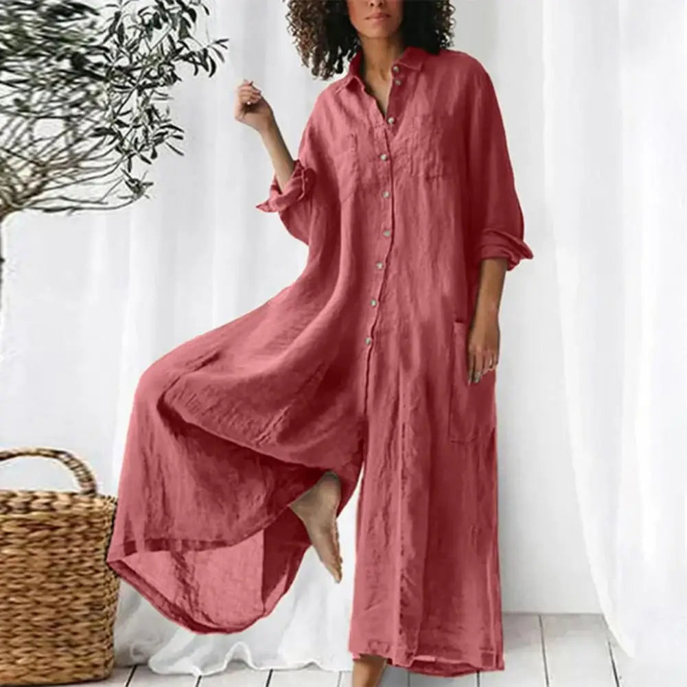 Eve's Oversize loose Linen-Cotton Casual Jumpsuit/Romper