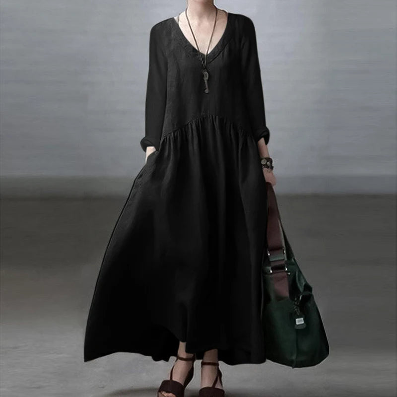 Sasha's Long, Loose, Sleeves, Vintage, Trendy, Stylish, Cotton Blend Dress