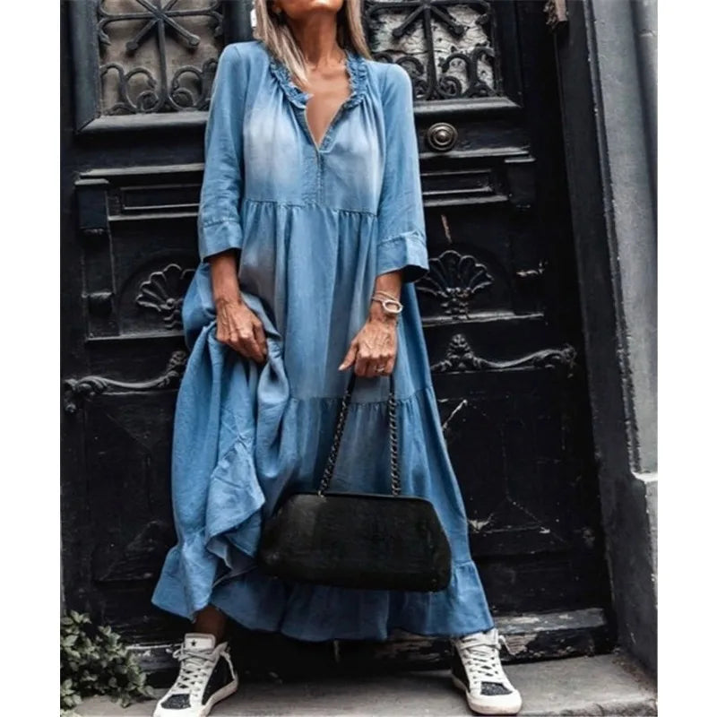 Pilar's Loose Denim High-low dress