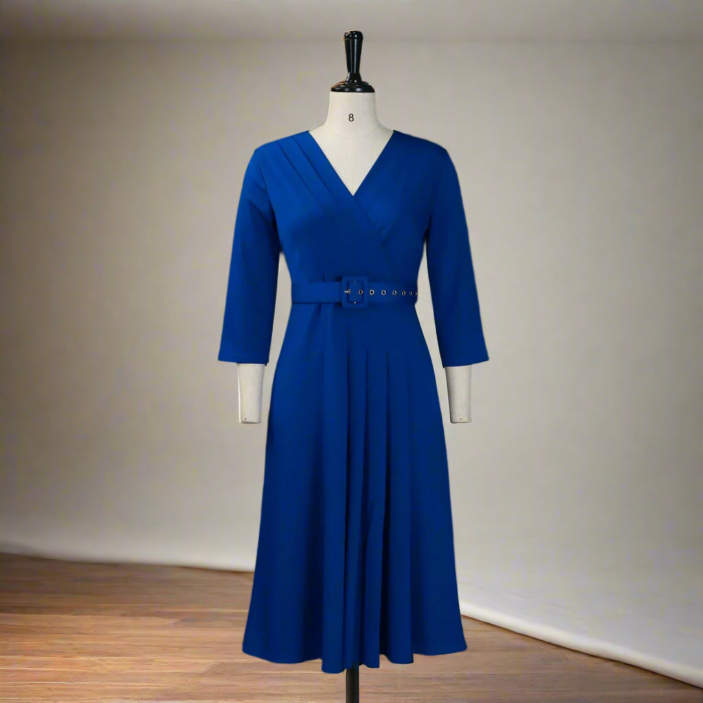 Samantha's Pleated, Trendy, Stylish, Formal, Office style, Sleeves, Midi Dress