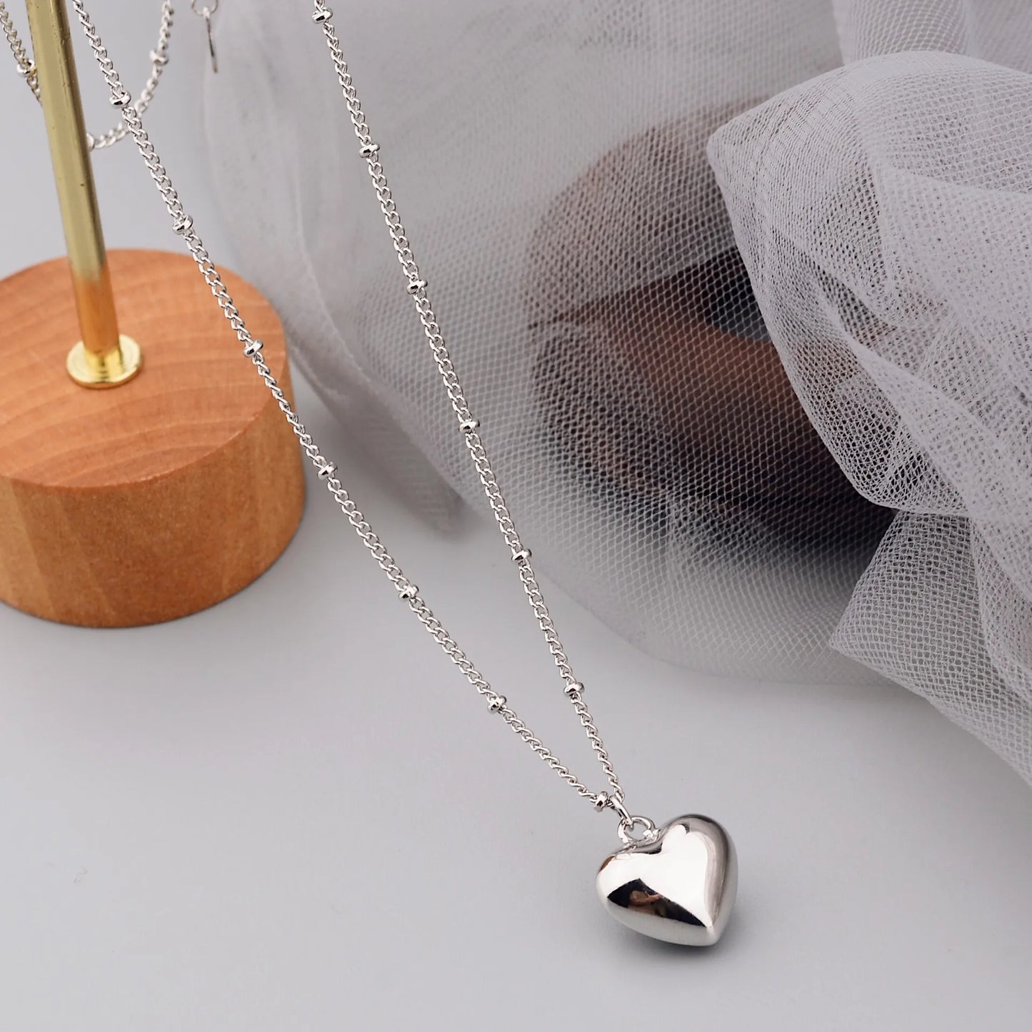 Gift, 925 Silver, Heart Chain Choker, Trendy, Stylish, Fine Necklace