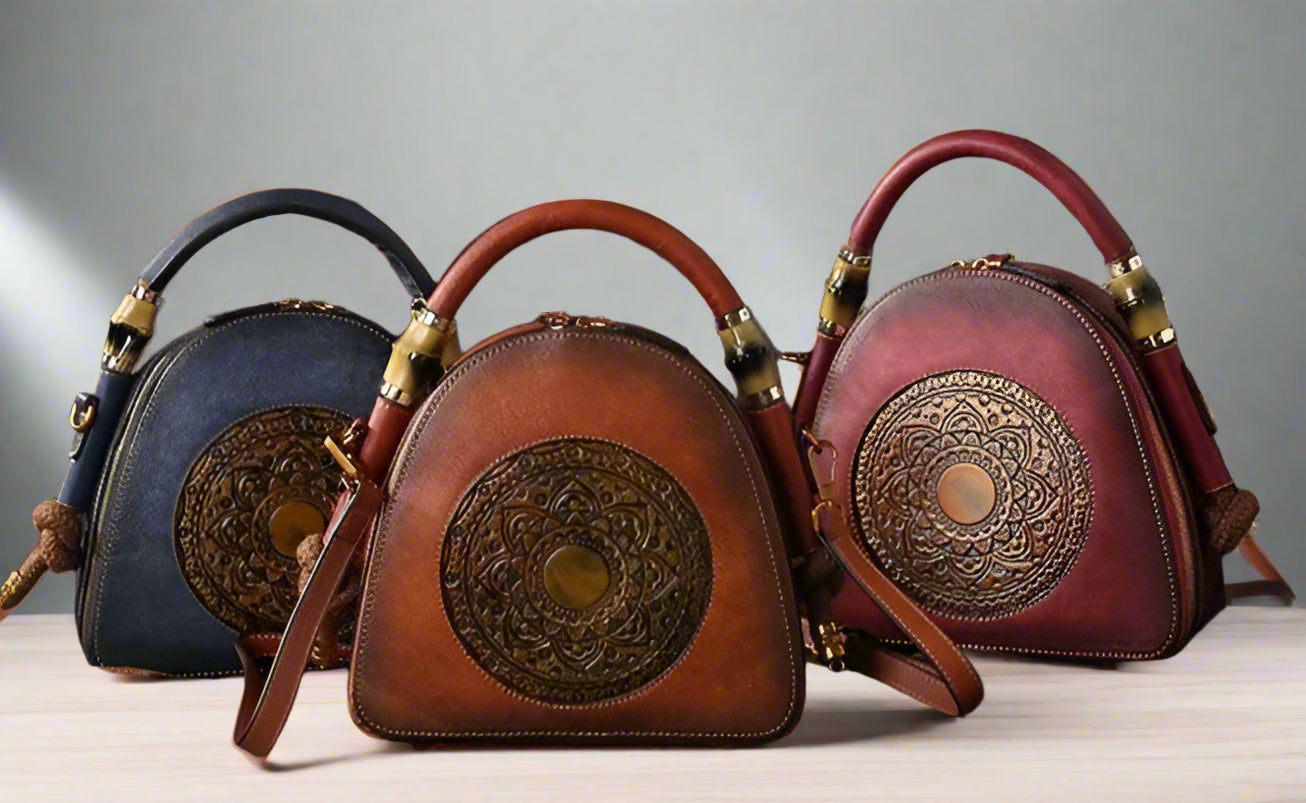 Lura's Retro, Vintage, Genuine Leather, Trendy, Stylish, Handmade, Shoulder Bag