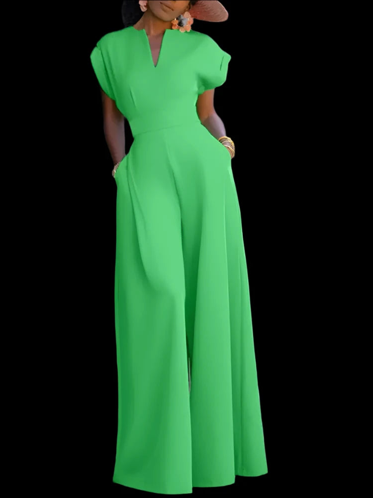 Fatima's Wide Leg Short sleeves Elegant Fit Jumpsuit