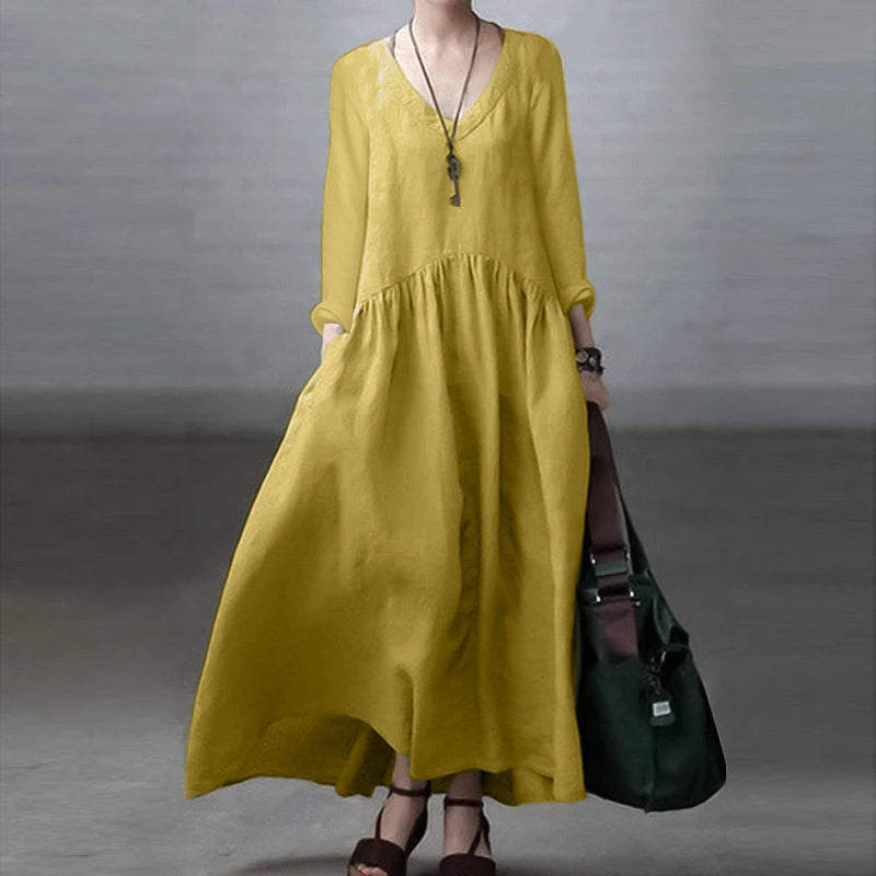 Sasha's Long, Loose, Sleeves, Vintage, Trendy, Stylish, Cotton Blend Dress