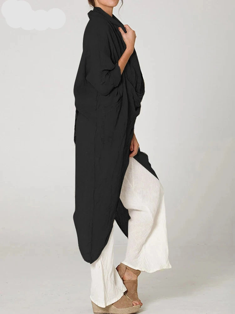 Maria's long asymmetric casual Loose blouse