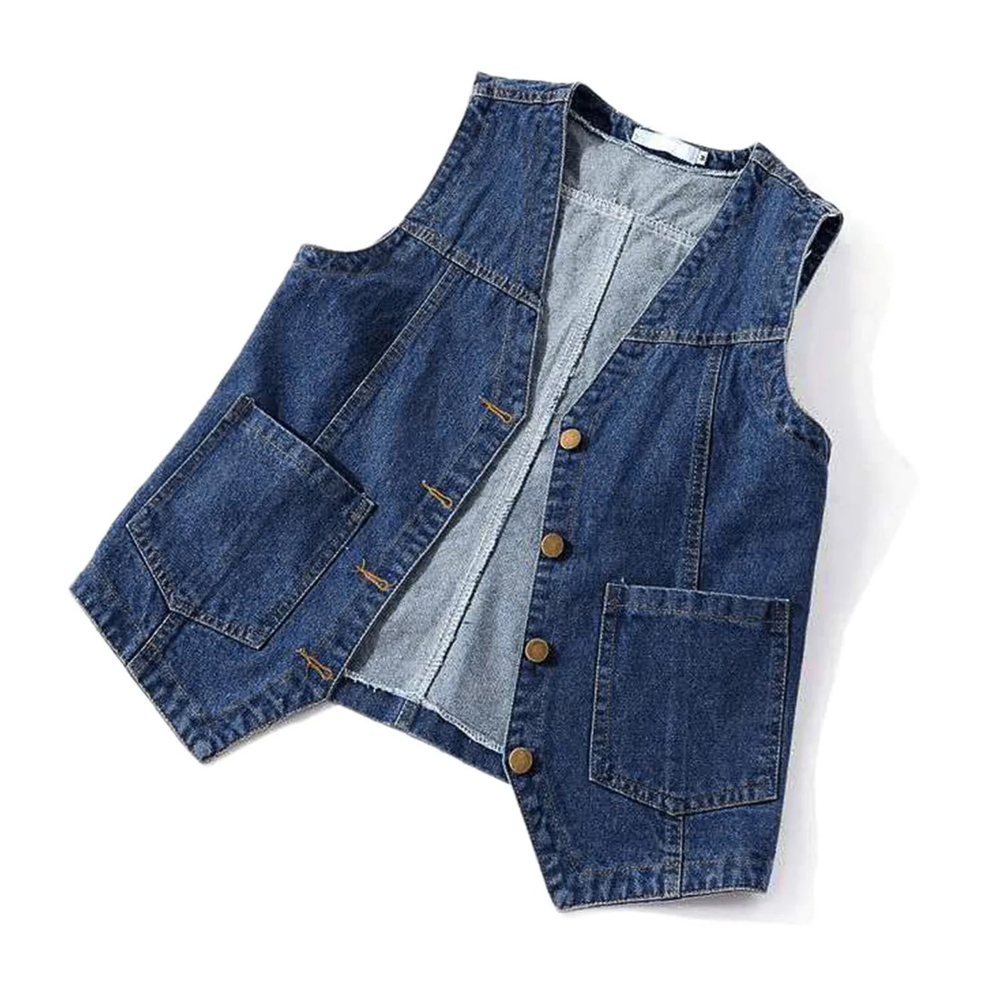 Tara's Casual, Trendy, Stylish, Waistline, Cotton, Denim, Pockets, Jeans Vest