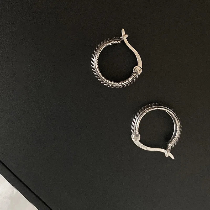 Mimi's 925 Sterling Silver, Trendy Simple, Retro Round, Hooped Earrings