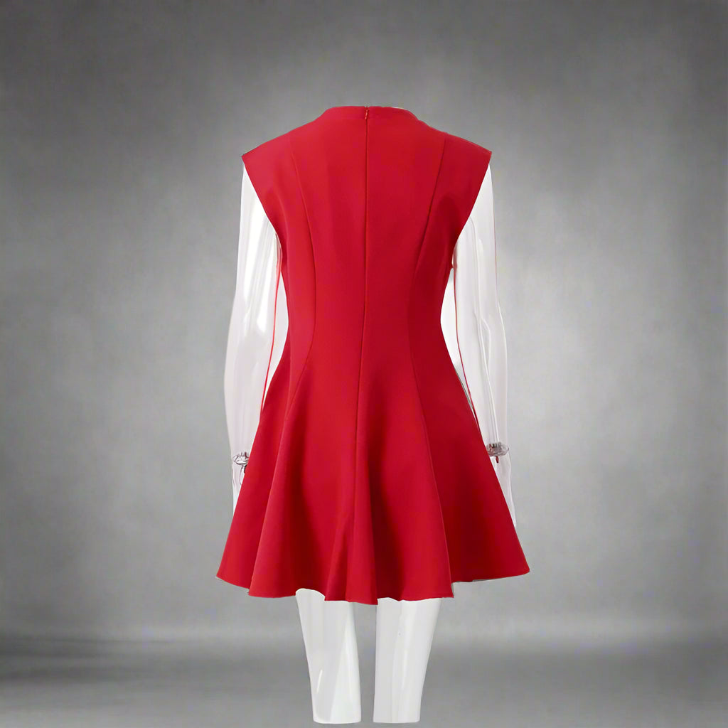 Celine's Solid Color, Draped, Sleeveless, Stylish, Trendy, Party, Pleated, Slim, Mini Dress