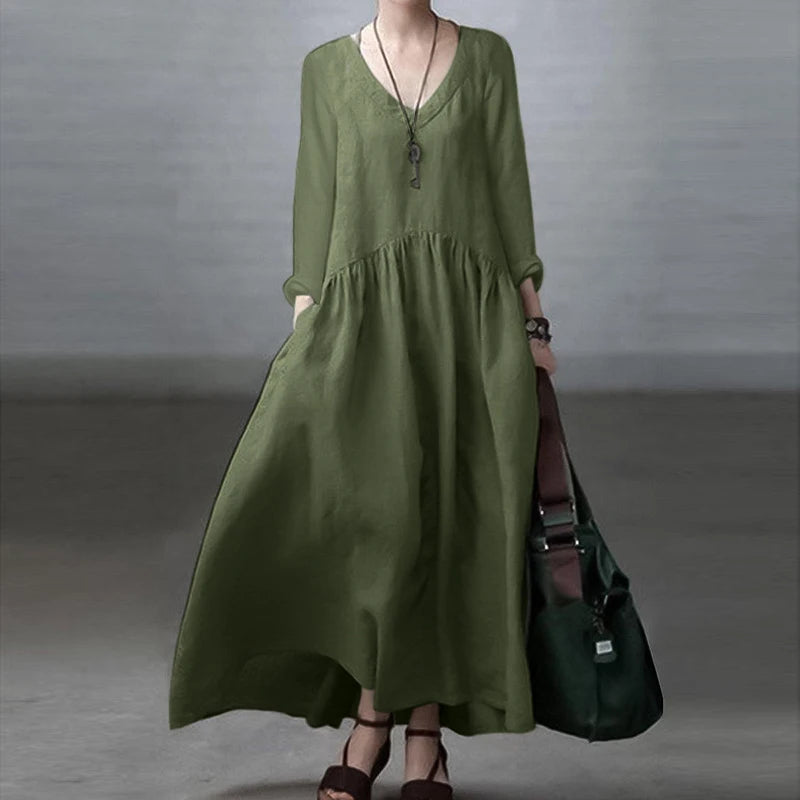 Sasha's Long, Loose, Sleeves, Vintage, Trendy, Stylish, Cotton Blend Dress