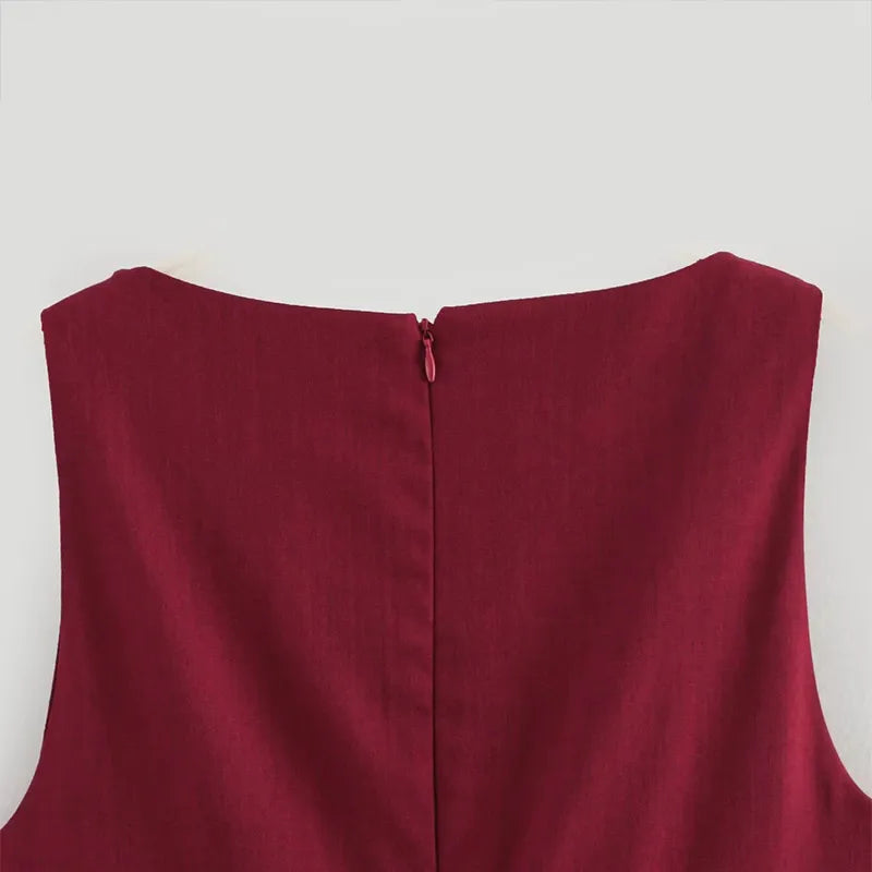 Elena's Party, Sleeveless, Solid Color, Stylish, Trendy, Pleated, Mini Dress