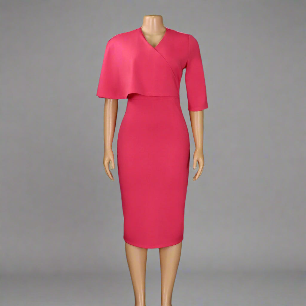 Nancy's Office style, Trendy, Stylish, Asymmetric Half Sleeves, Multicolor, Pencil Dress