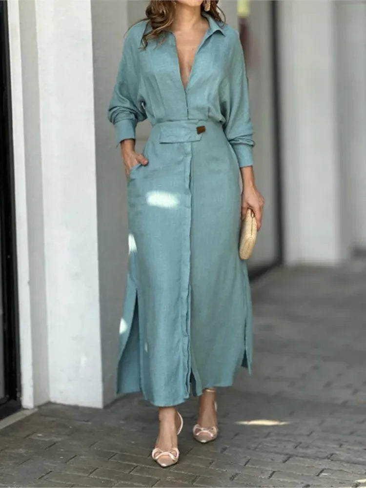 Dina's long elegant shirt dress