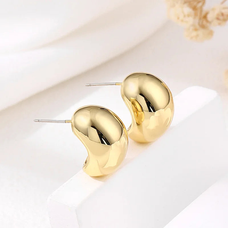 Gift, Stylish, Trendy, Minimalist, Bean, Stud Earrings