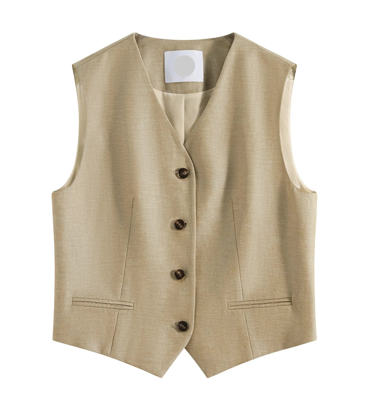 Beige vest with buttons on a white background