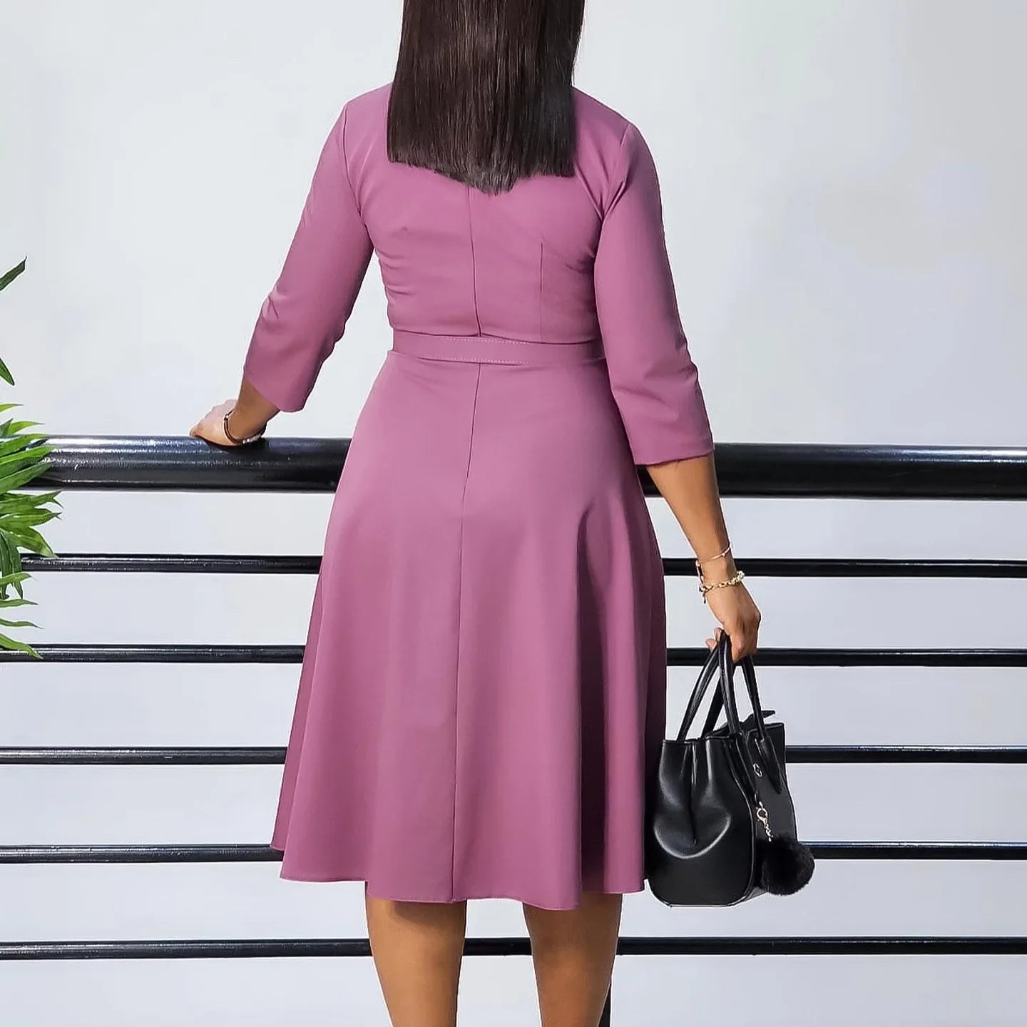 Samantha's Pleated, Trendy, Stylish, Formal, Office style, Sleeves, Midi Dress