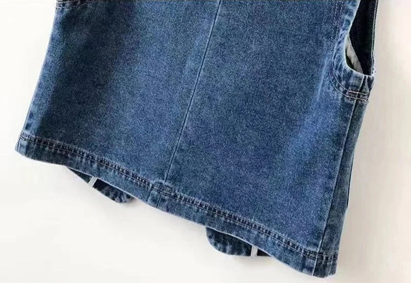 Dina's Casual, Trendy, Stylish, Waistline, Cotton, Denim, Pockets, Jeans Vest