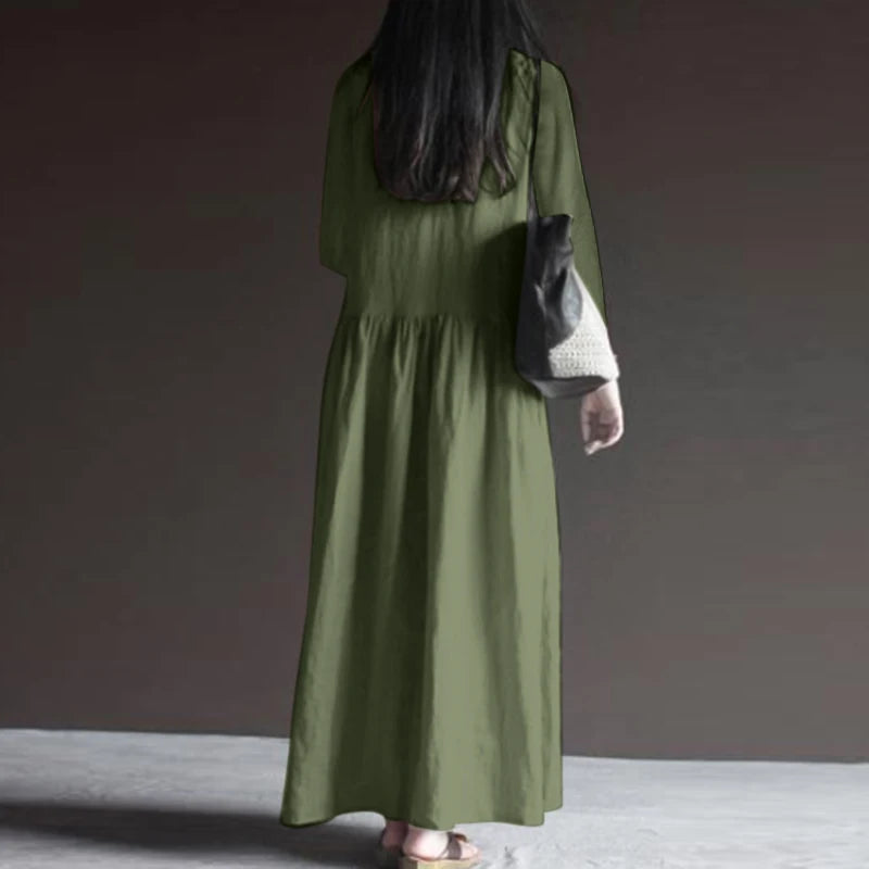 Sasha's Long, Loose, Sleeves, Vintage, Trendy, Stylish, Cotton Blend Dress