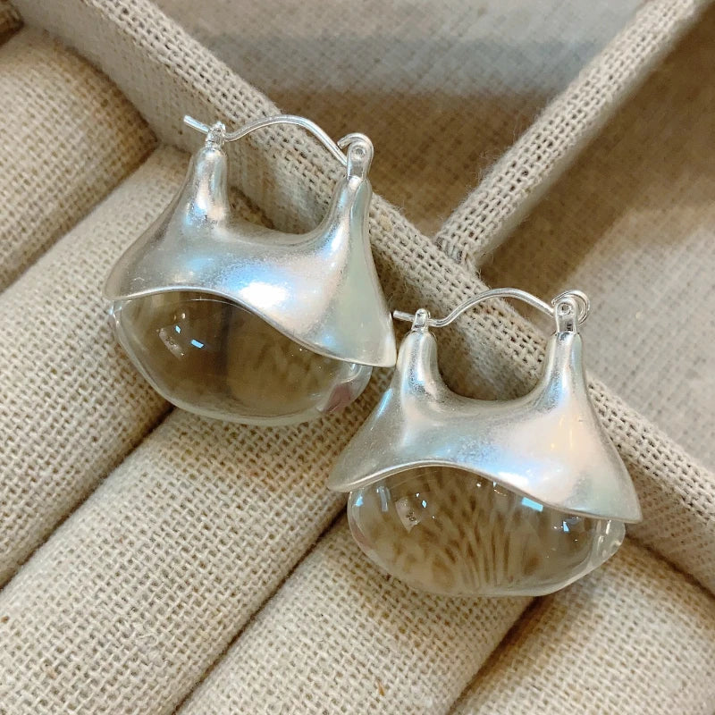 Jessy's Trendy, Stylish, Vintage, Golden/Silver, Resin, Drop, Hooped Earrings