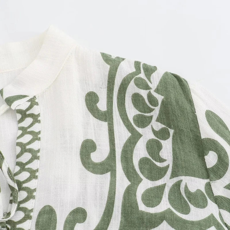 Tina's Boho, Printed, Loose, Vintage, Retro, Stylish, Elegant, Long Sleeves, Above Knee, Mini Dress