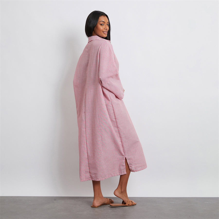 Rosa's Baggy, Loose, Striped, Trendy, Stylish, Boho, Vintage, Long Sleeves, Long Shirt Dress