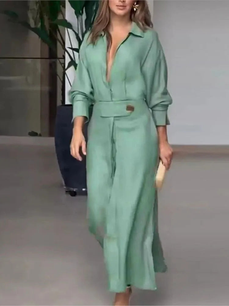 Dina's long elegant shirt dress