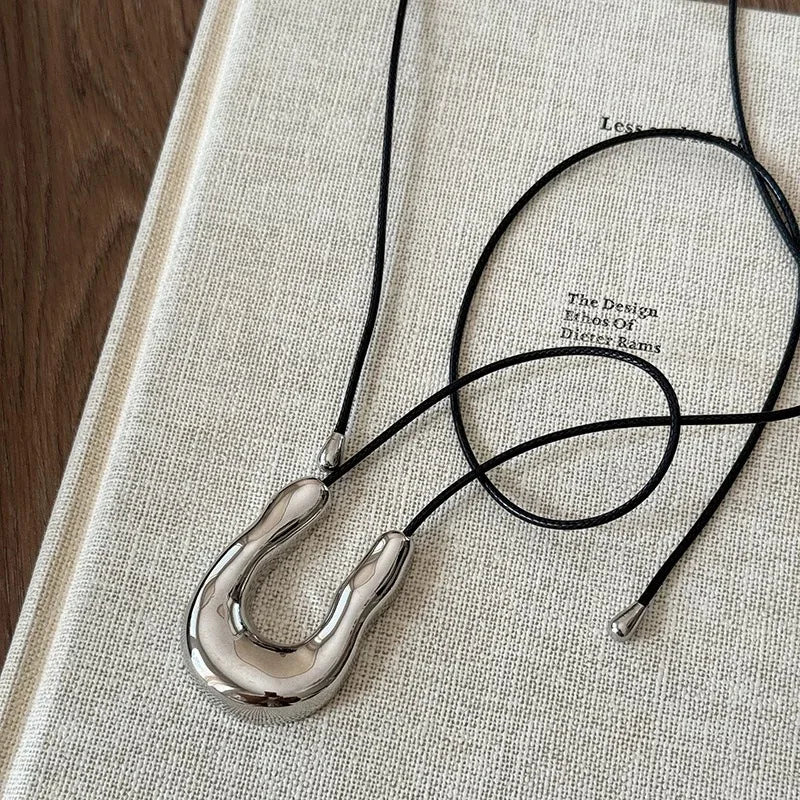 Harriet's Horseshoe, Punk Adjustable, Trendy, Stylish, Vintage, Leather Rope, Pendant Necklace