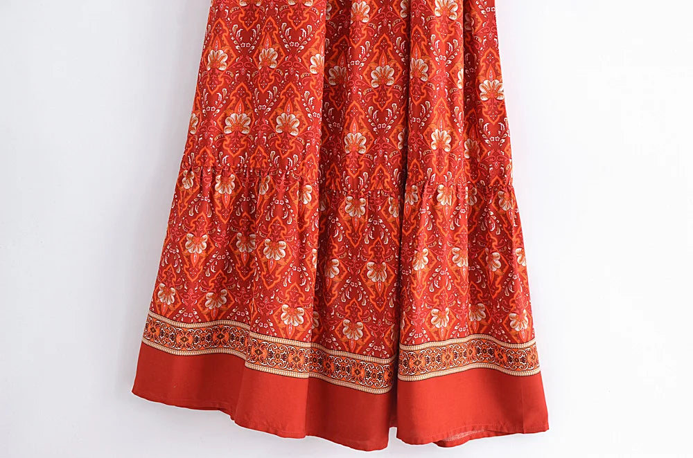 Salma's Boho, Gypsy, Trendy, Summer, Short sleeves, Robe, Stylish, Vintage, Midi Dress