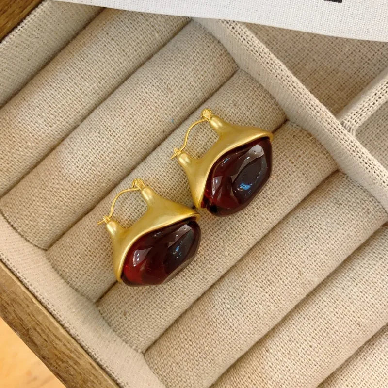 Jessy's Trendy, Stylish, Vintage, Golden/Silver, Resin, Drop, Hooped Earrings