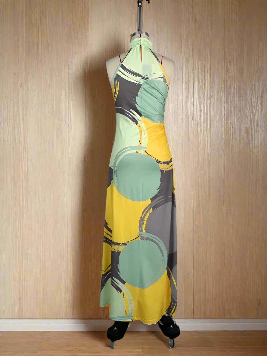 Yasmine's Stylish Colorful Printed Halter Neck Maxi Dresses