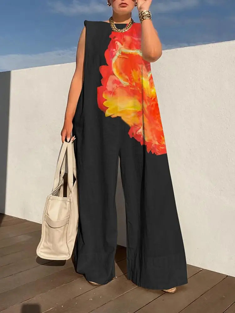 Flora's Loose Long Sleeveless Jumpsuit