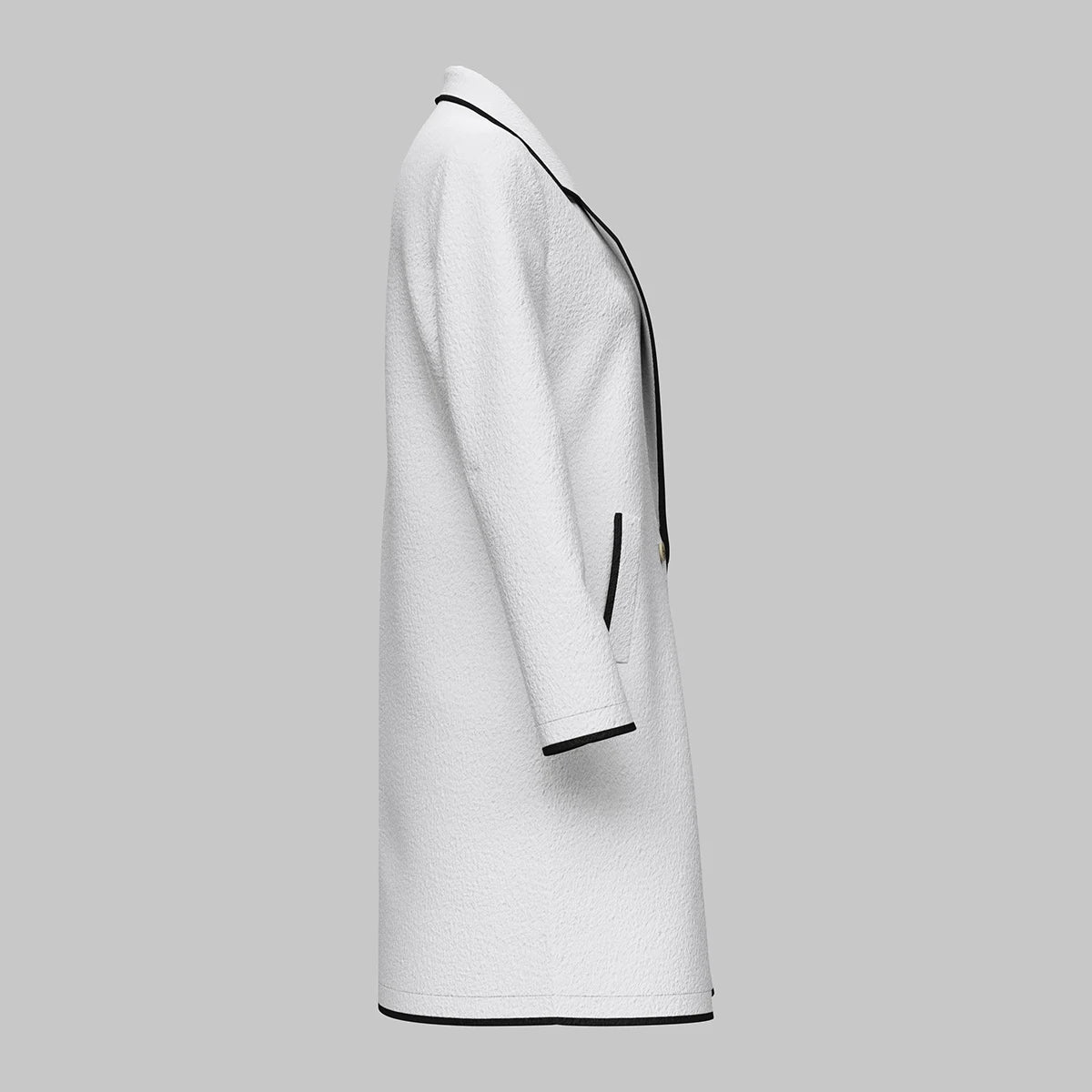 Mayan's Autumn/Winter, Elegant, Trendy, Stylish, Long, Single Breasted, Long sleeves, White coat