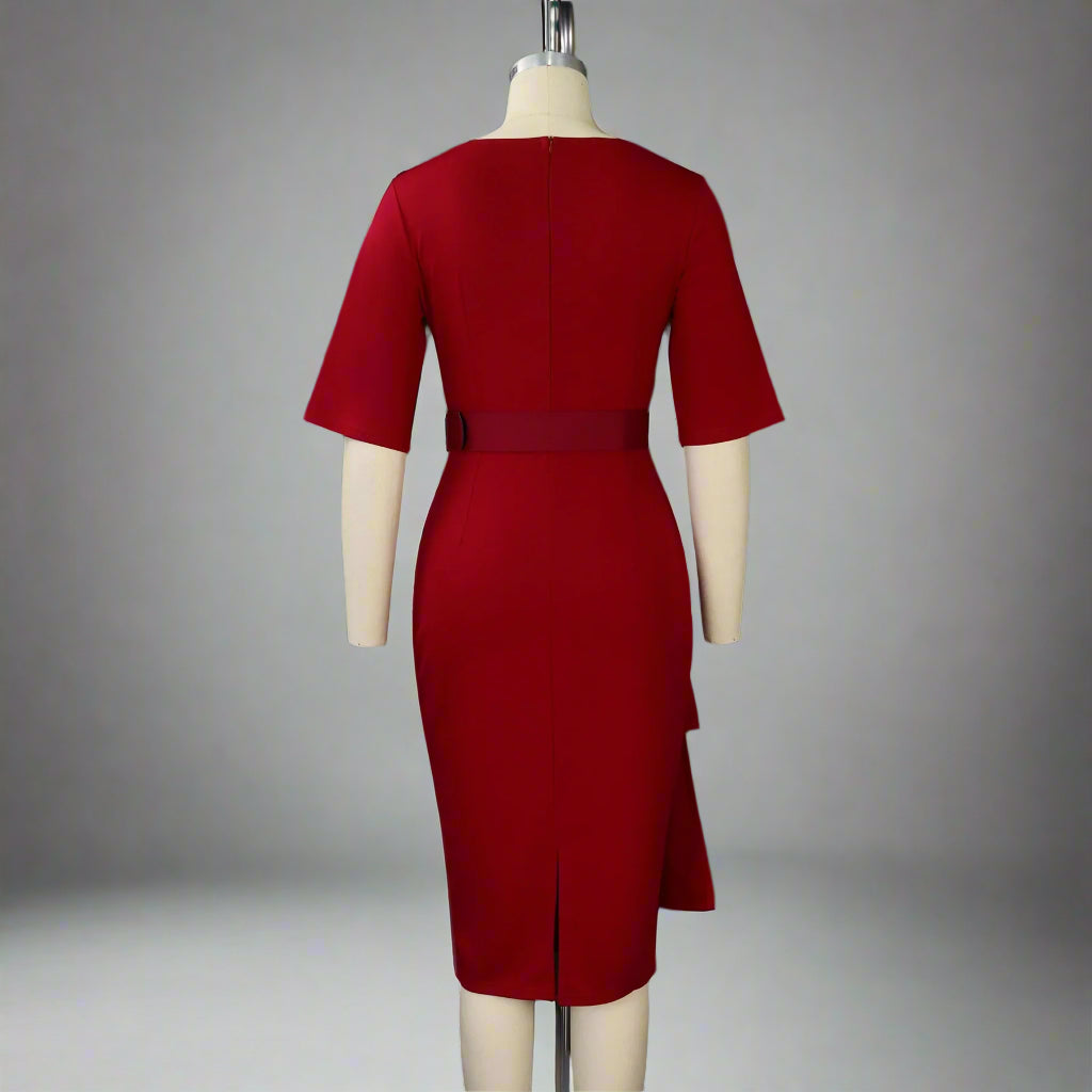 Iman's Trendy, Stylish, Patchwork, Plus size, Half Sleeves, On-Knee, Office Dress