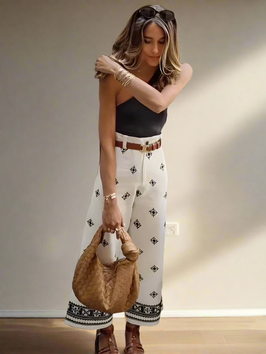 Shereen's Linen floral-printed boho casual party pants