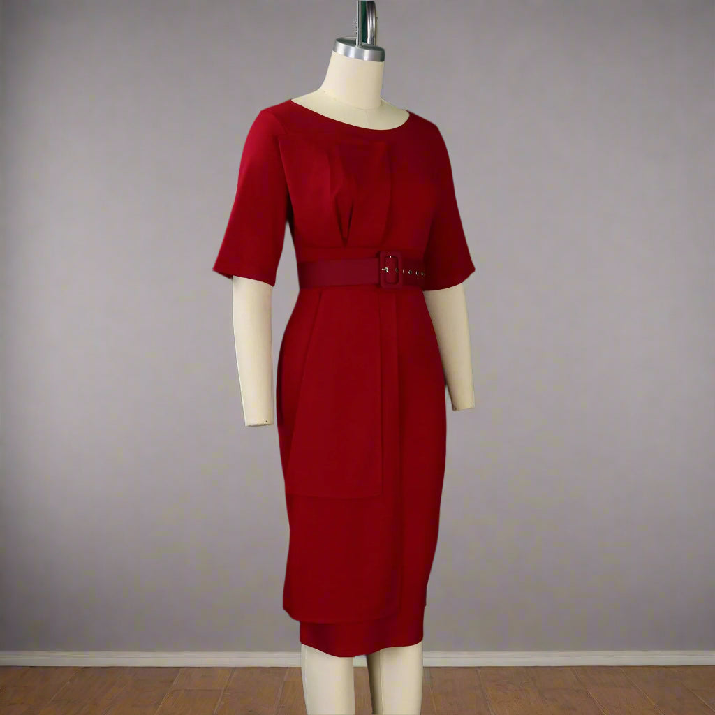 Iman's Trendy, Stylish, Patchwork, Plus size, Half Sleeves, On-Knee, Office Dress