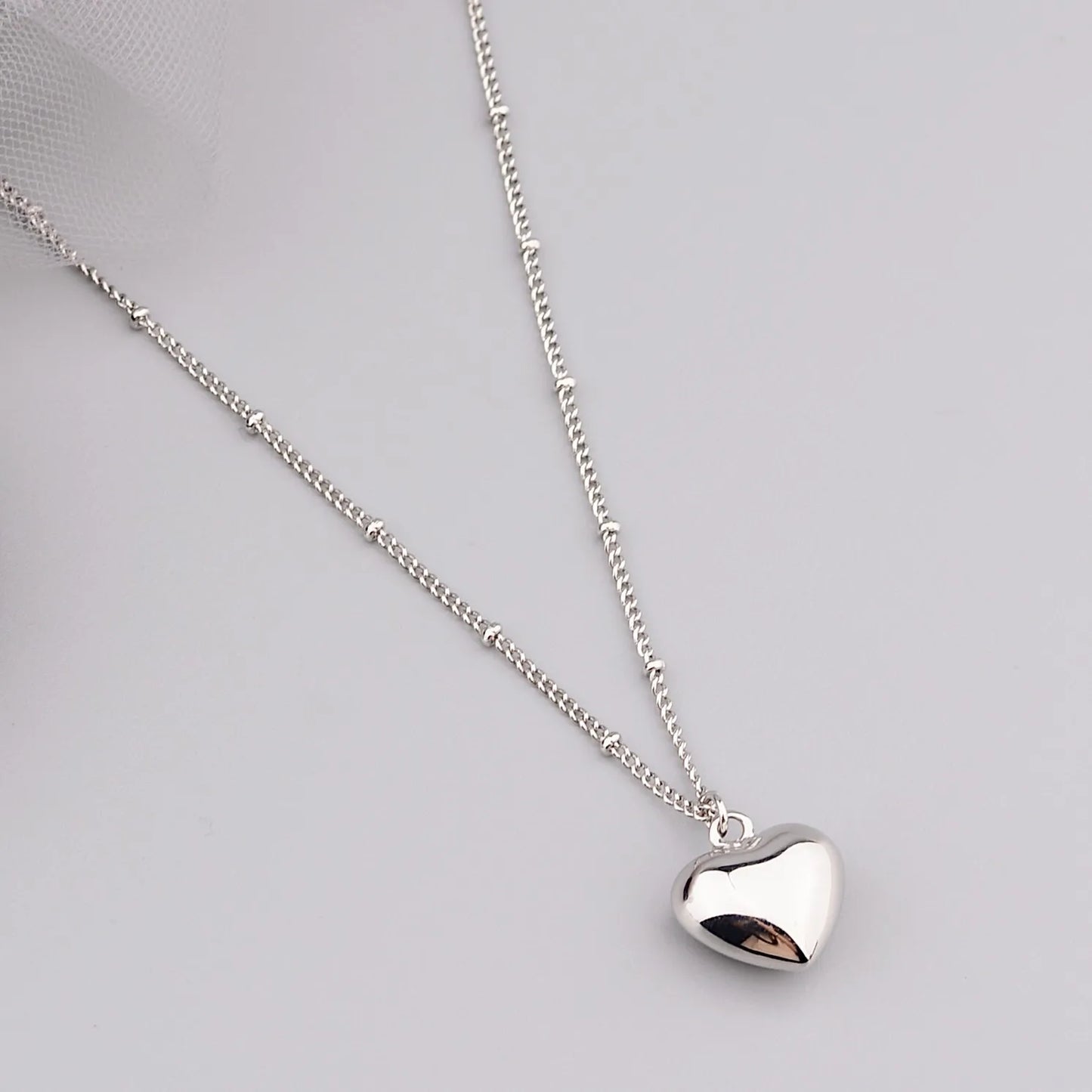 Gift, 925 Silver, Heart Chain Choker, Trendy, Stylish, Fine Necklace