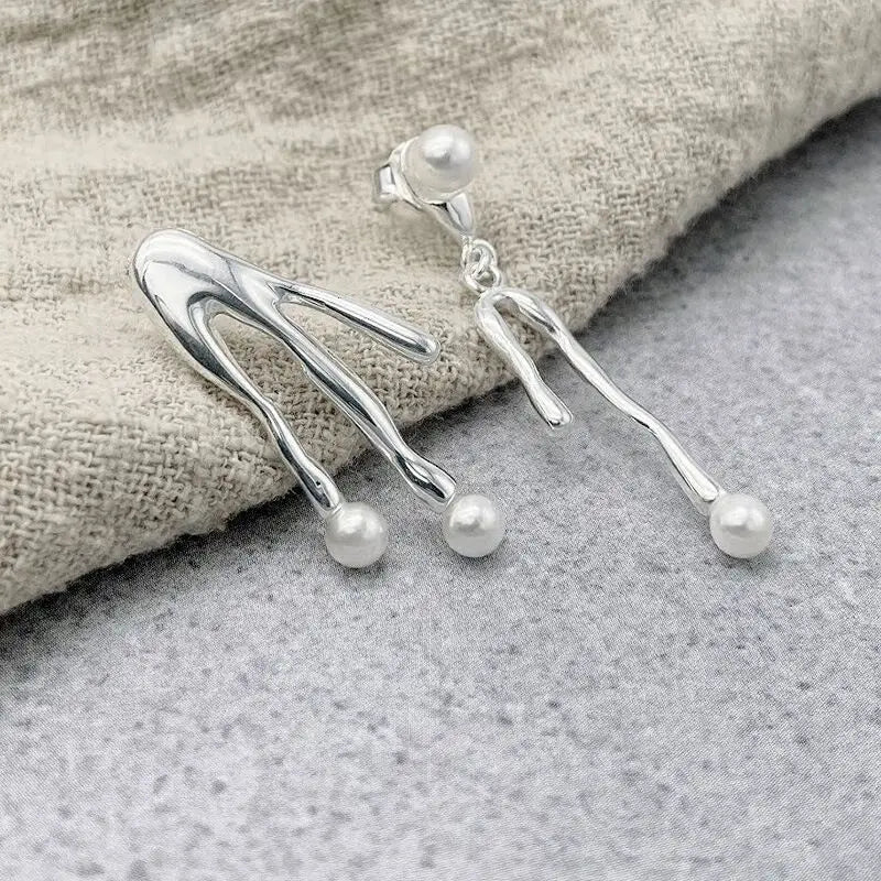 Lucy's 925 Sterling Silver, Vintage, Water Shape, Trendy Earring