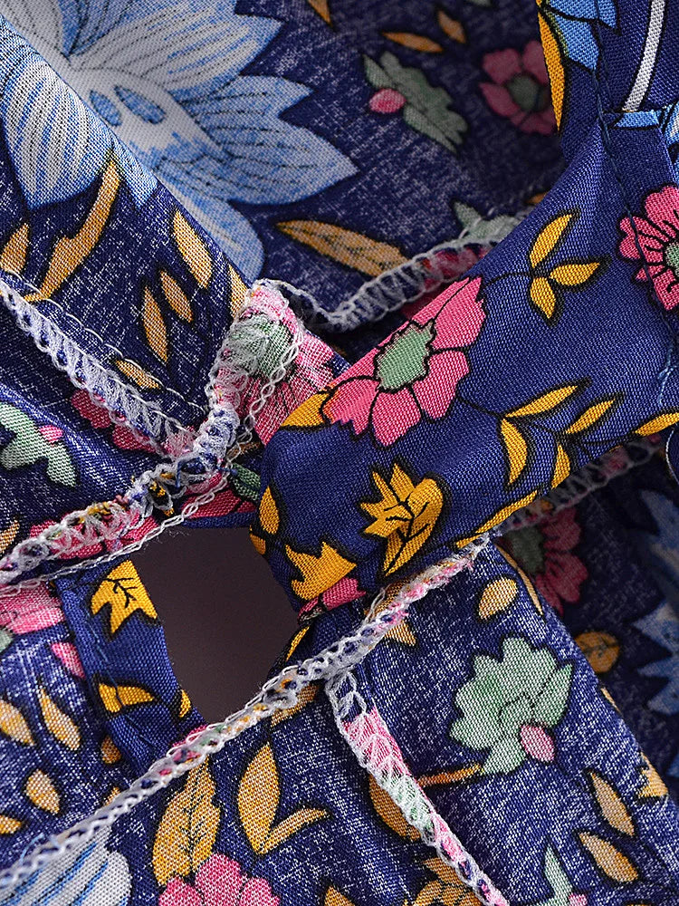 Kimmy's Hippie, Vintage, Stylish, Trendy, Boho, V-Neck, Floral, Printed, Bohemian, Mini Dress