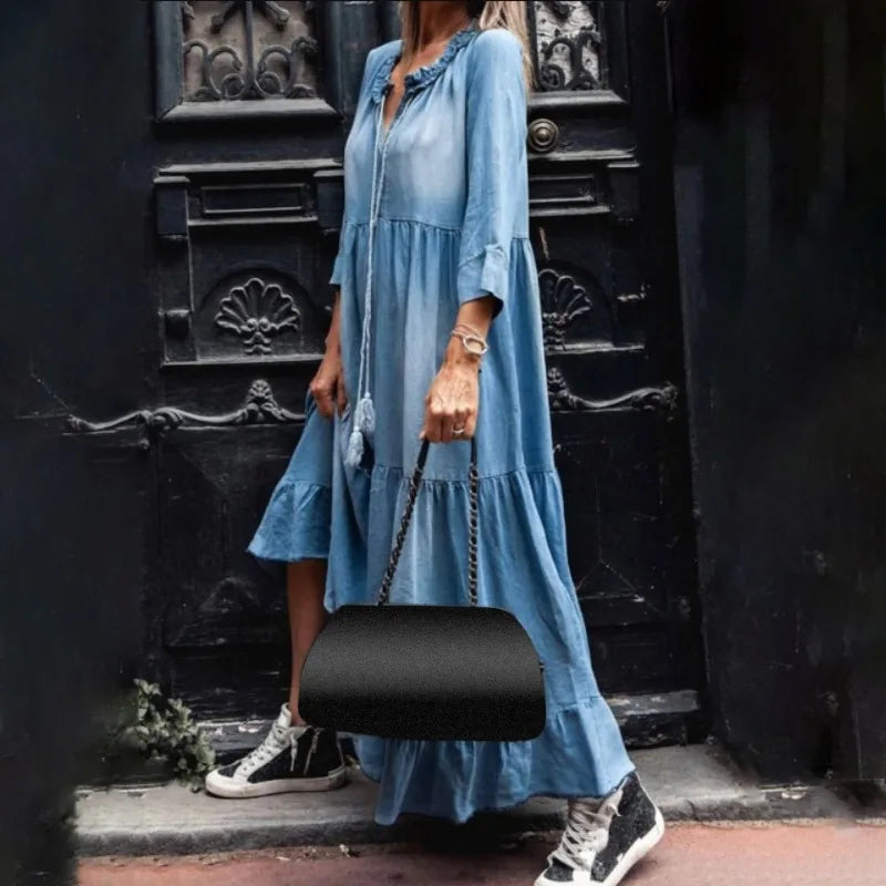 Pilar's Loose Denim High-low dress