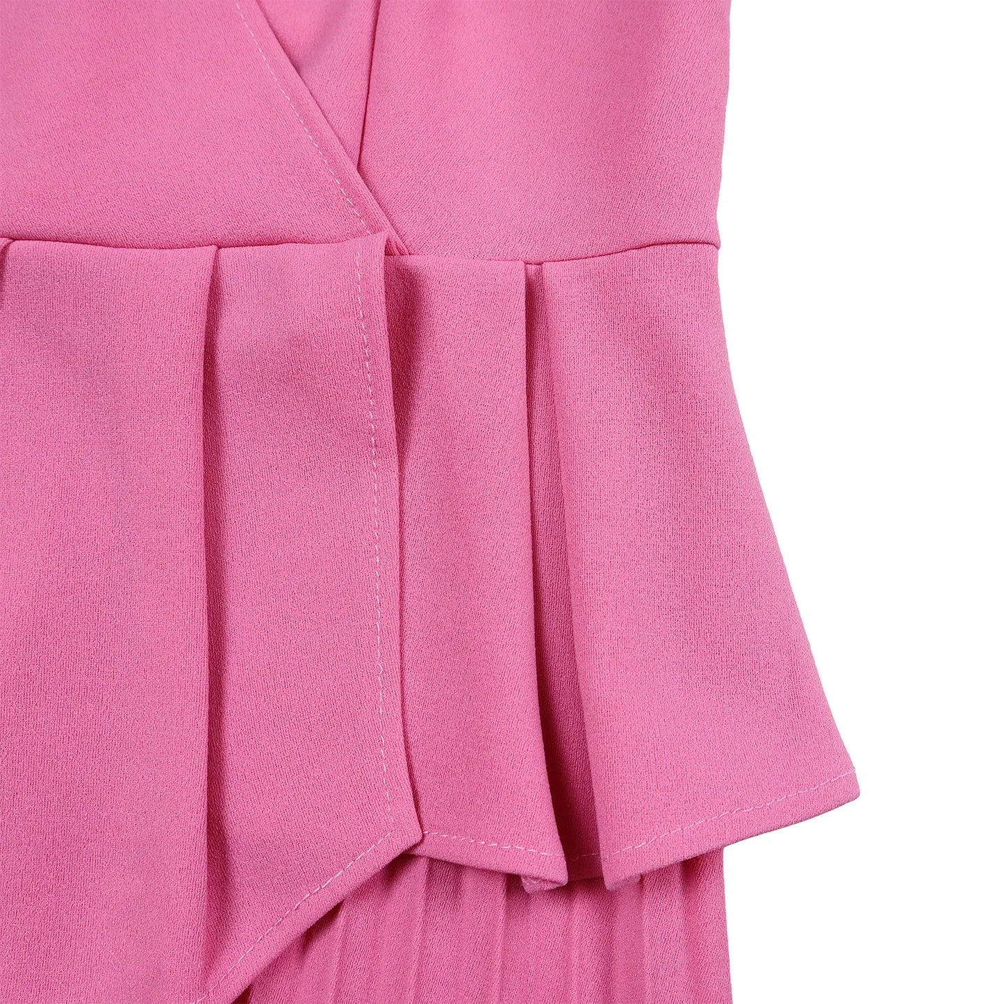 Liz's Plus size, stylish, trendy, Pleated, Temperament, V-Neck, Midi, Office Dress